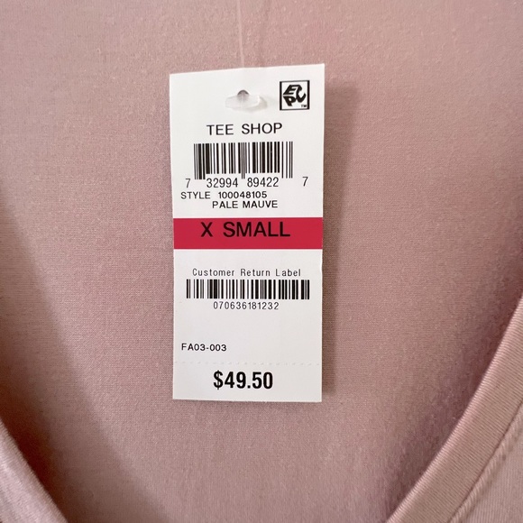 INC International Concepts Pale Mauve XS V-Neck Long Sleeve Tee Shop Top NWT - Picture 4 of 7